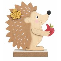 dekorace dřevěný ježek s jablkem 13 cm (5133)