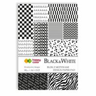 papír barevný A4 80g - BLACK + WHITE, mix motivů, 15 listů (306496)