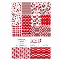 papír barevný A4 80g - RED, mix motivů, 15 listů (306454)