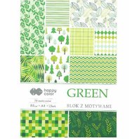 papír barevný A4 80g - GREEN, mix motivů, 15 listů (306458)