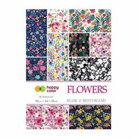 papír barevný A4 80g - FLOWERS, mix motivů, 15 listů (306465)